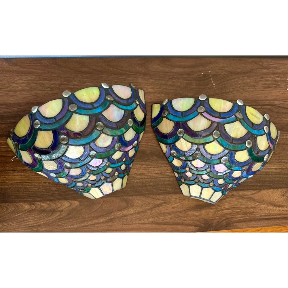 Dale Tiffany Retro Stained Glass Wall Sconce Set